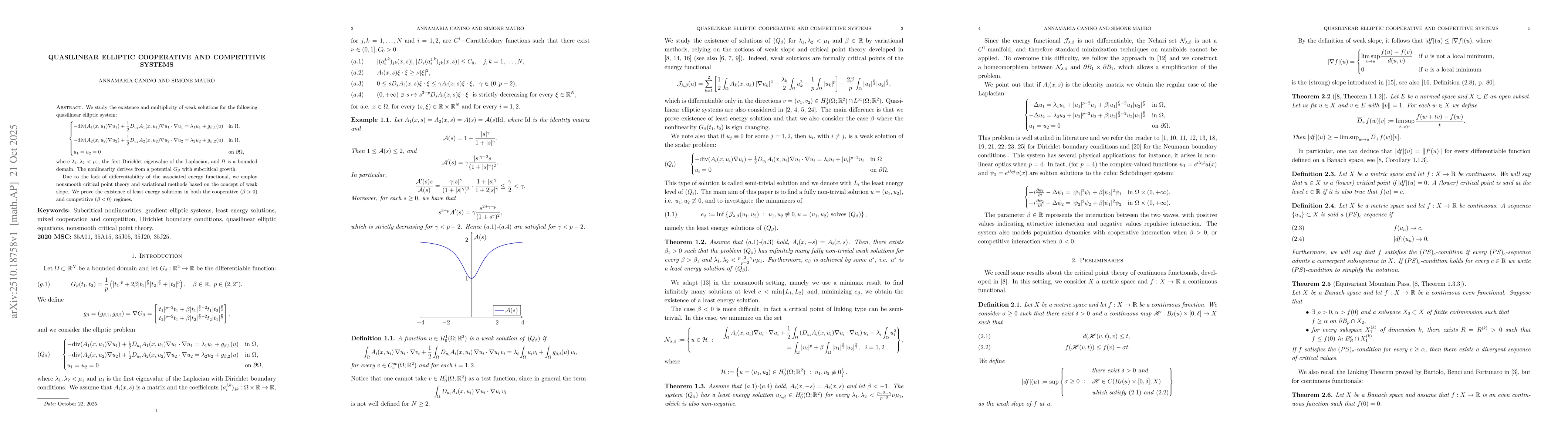 Thumbnail for Quasilinear Elliptic Cooperative and Competitive Systems