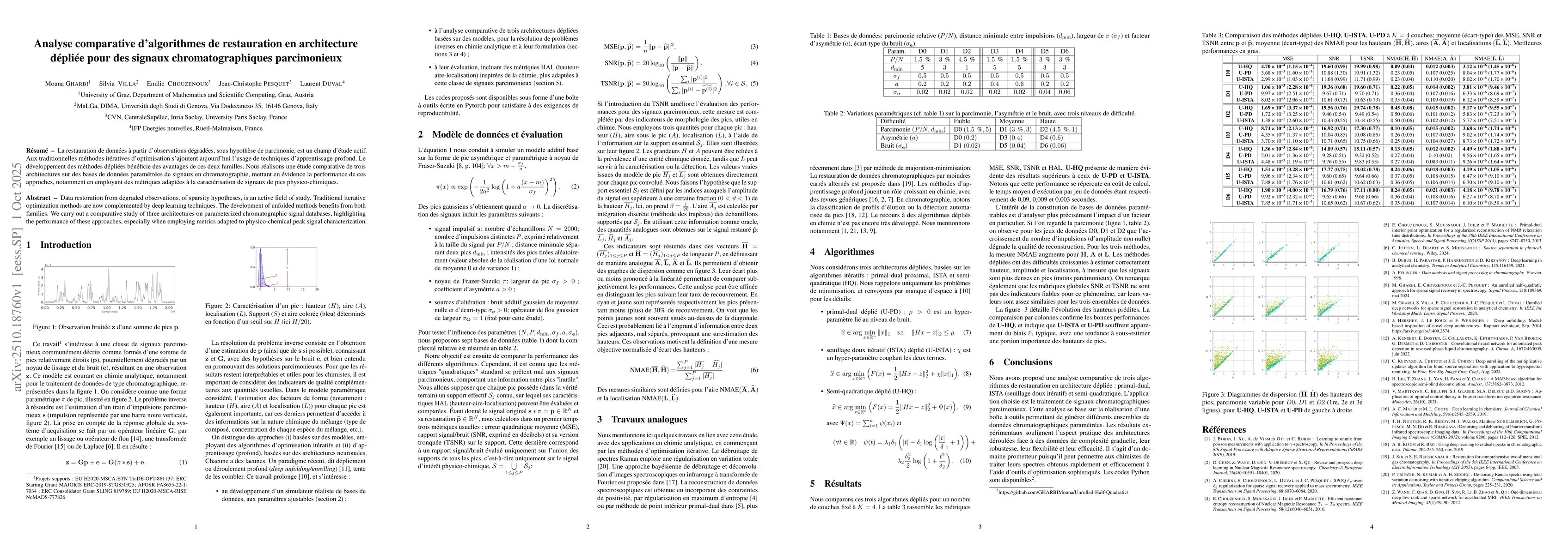 Thumbnail for Analyse comparative d'algorithmes de restauration en architecture
  dépliée pour des signaux chromatographiques parcimonieux