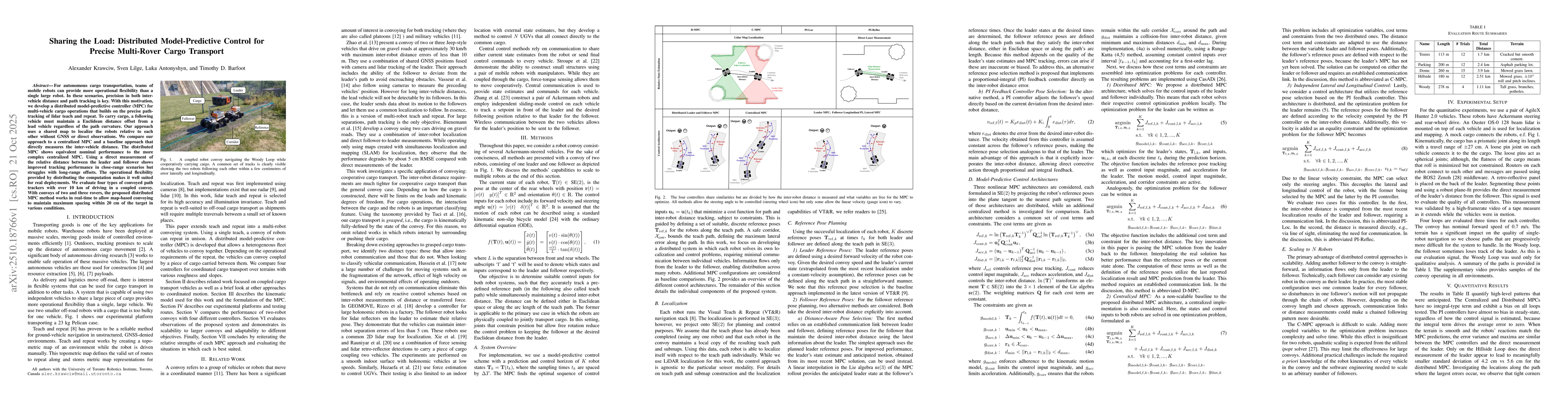 Thumbnail for Sharing the Load: Distributed Model-Predictive Control for Precise
  Multi-Rover Cargo Transport