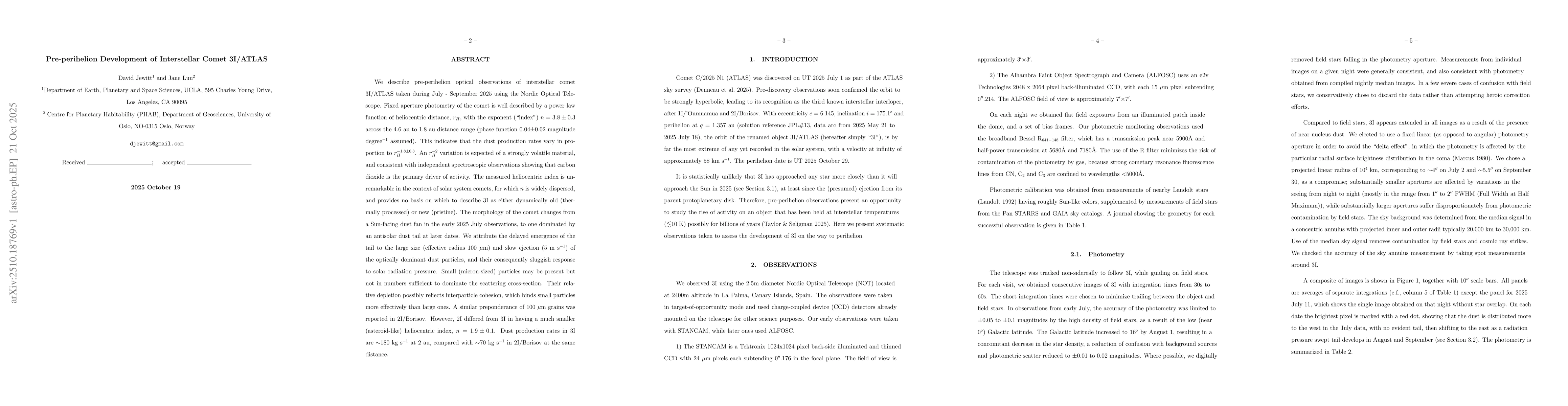 Thumbnail for Pre-perihelion Development of Interstellar Comet 3I/ATLAS