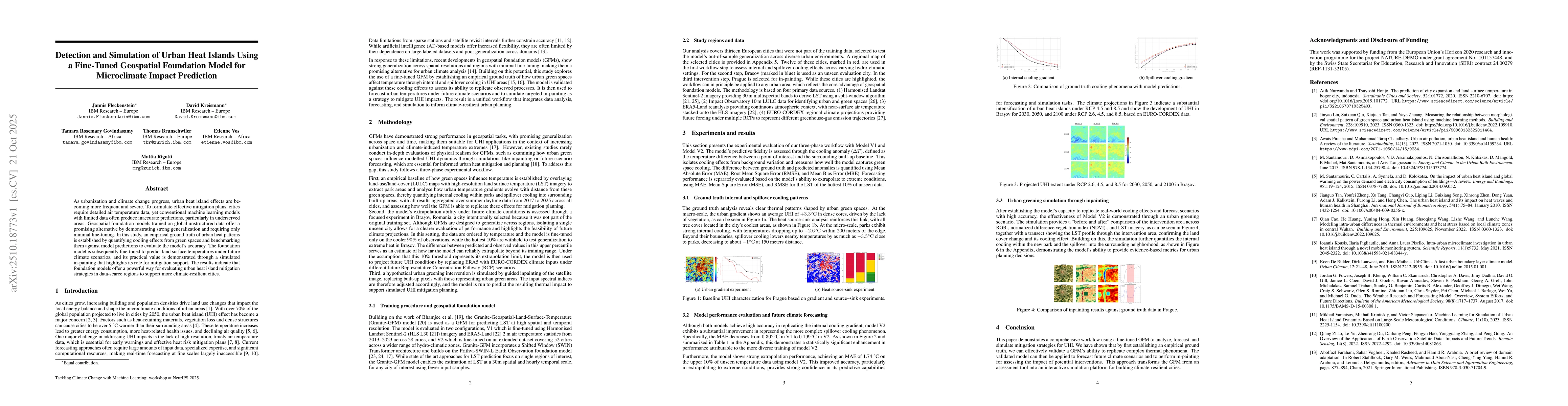 Thumbnail for Detection and Simulation of Urban Heat Islands Using a Fine-Tuned
  Geospatial Foundation Model for Microclimate Impact Prediction