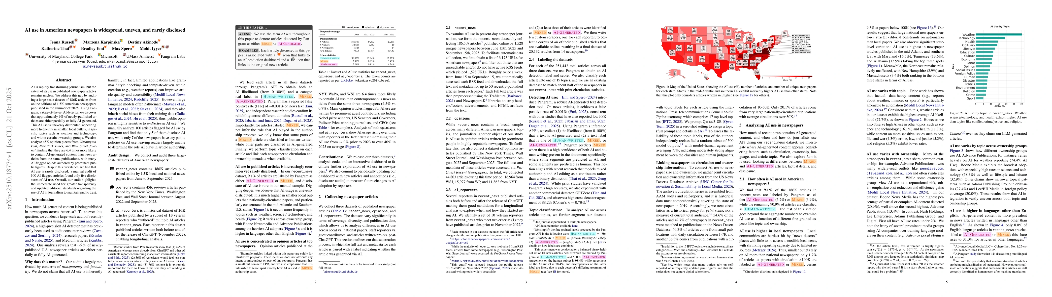 Thumbnail for AI use in American newspapers is widespread, uneven, and rarely
  disclosed