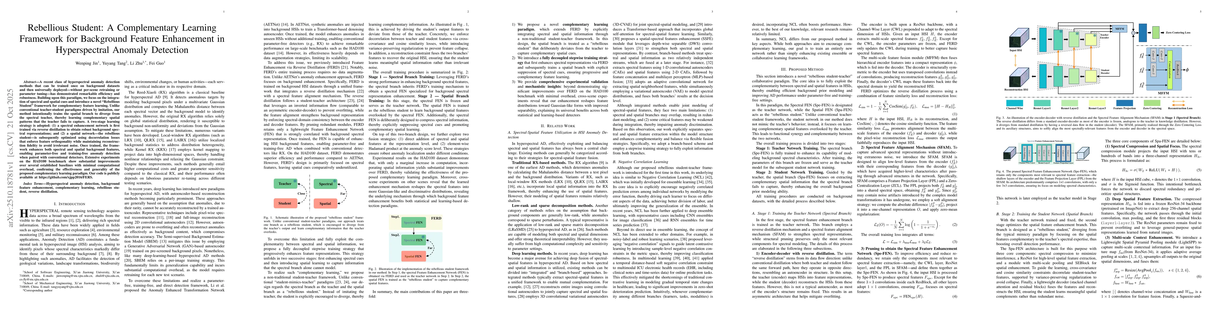 Thumbnail for Rebellious Student: A Complementary Learning Framework for Background
  Feature Enhancement in Hyperspectral Anomaly Detection