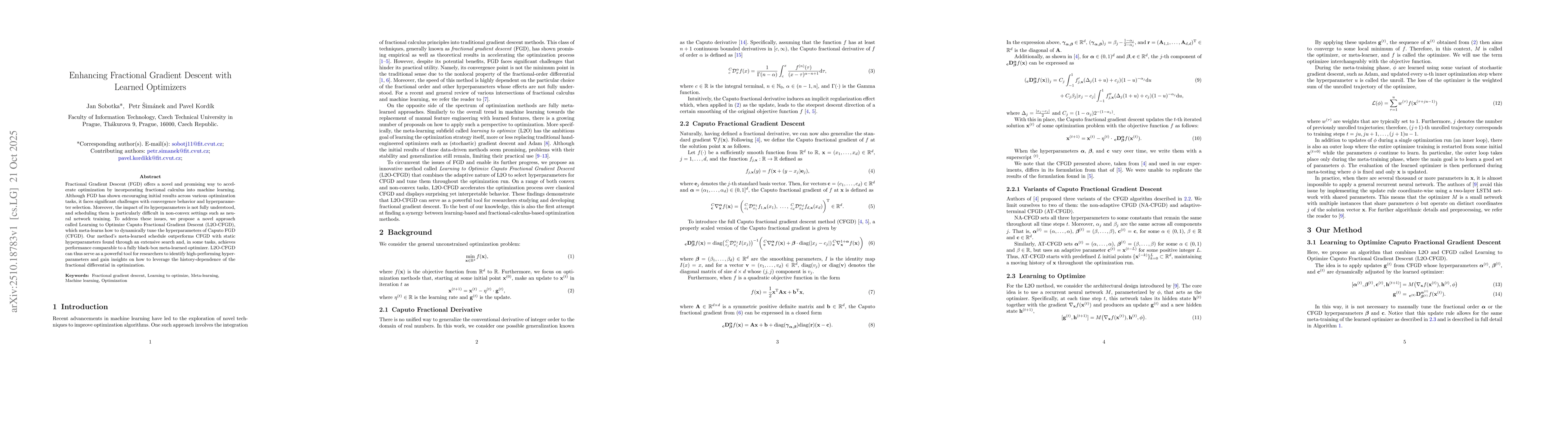 Thumbnail for Enhancing Fractional Gradient Descent with Learned Optimizers