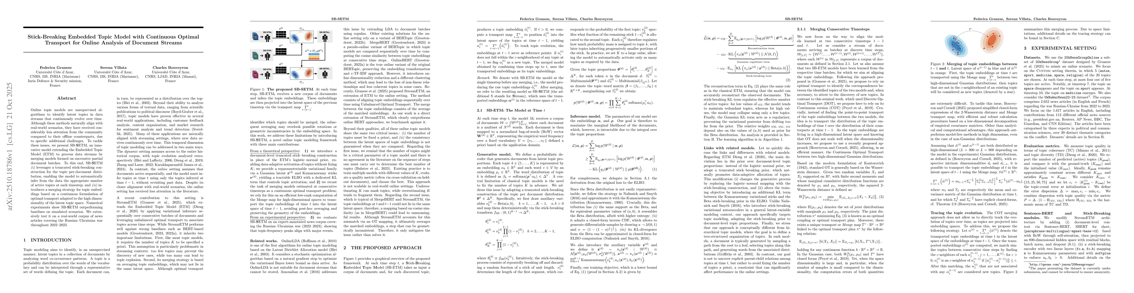 Thumbnail for Stick-Breaking Embedded Topic Model with Continuous Optimal Transport
  for Online Analysis of Document Streams