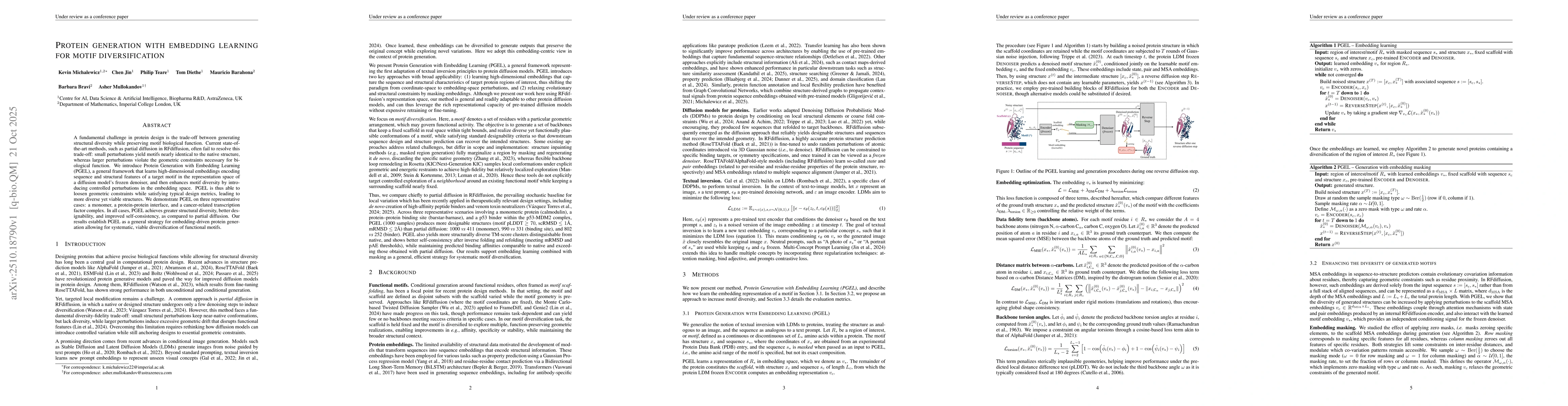 Thumbnail for Protein generation with embedding learning for motif diversification