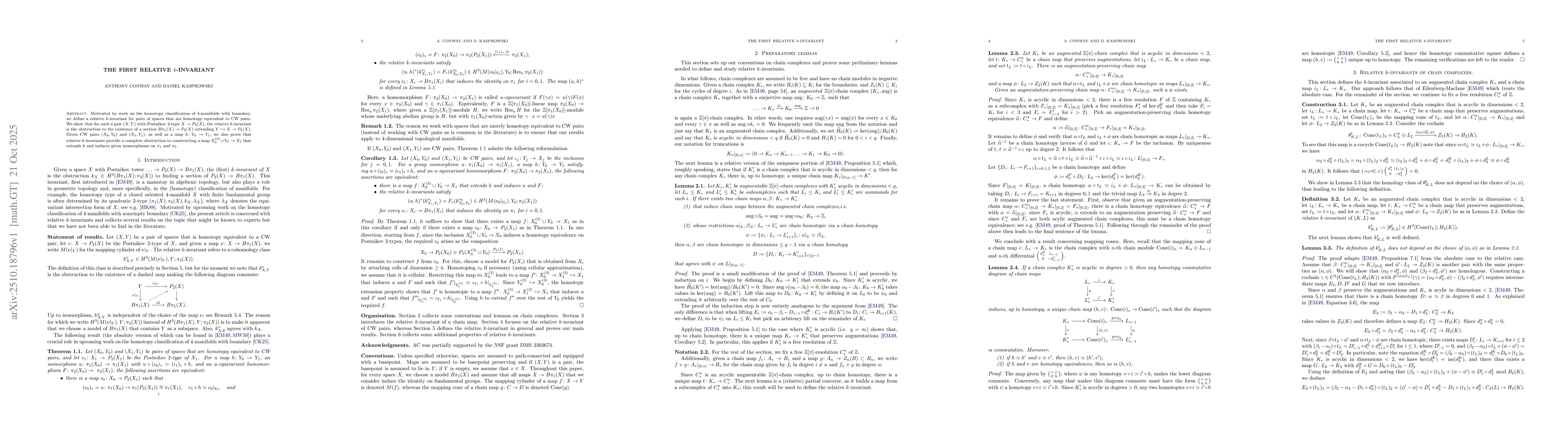 Thumbnail for The first relative k-invariant