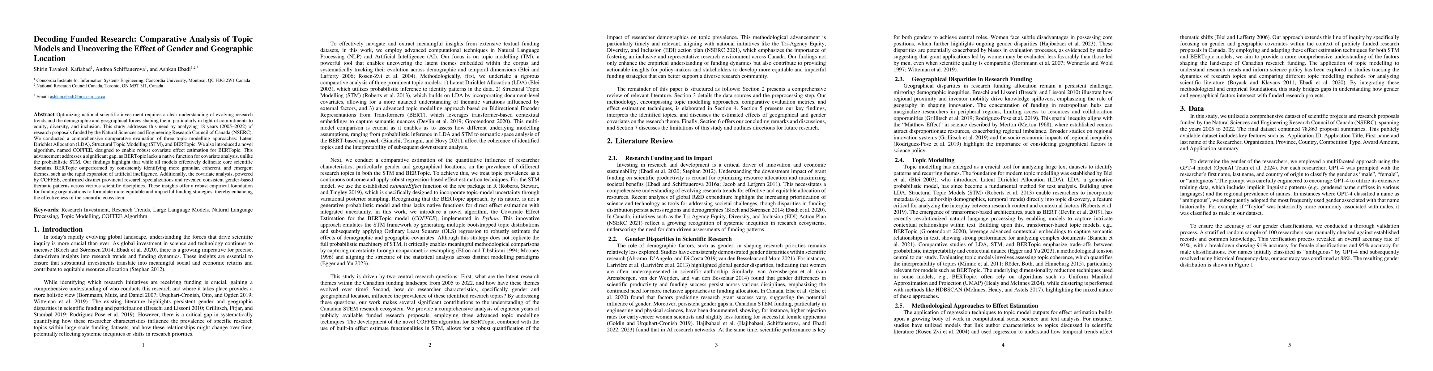 Thumbnail for Decoding Funded Research: Comparative Analysis of Topic Models and
  Uncovering the Effect of Gender and Geographic Location