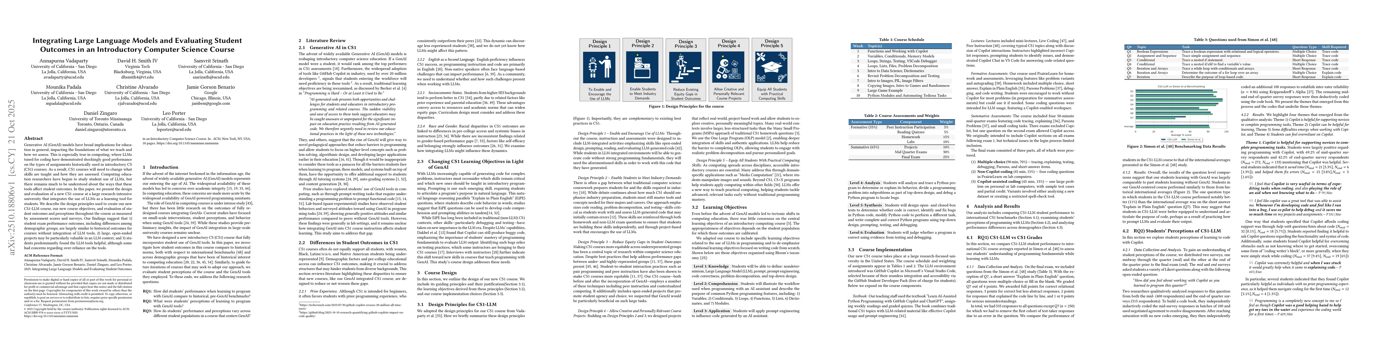 Thumbnail for Integrating Large Language Models and Evaluating Student Outcomes in an
  Introductory Computer Science Course