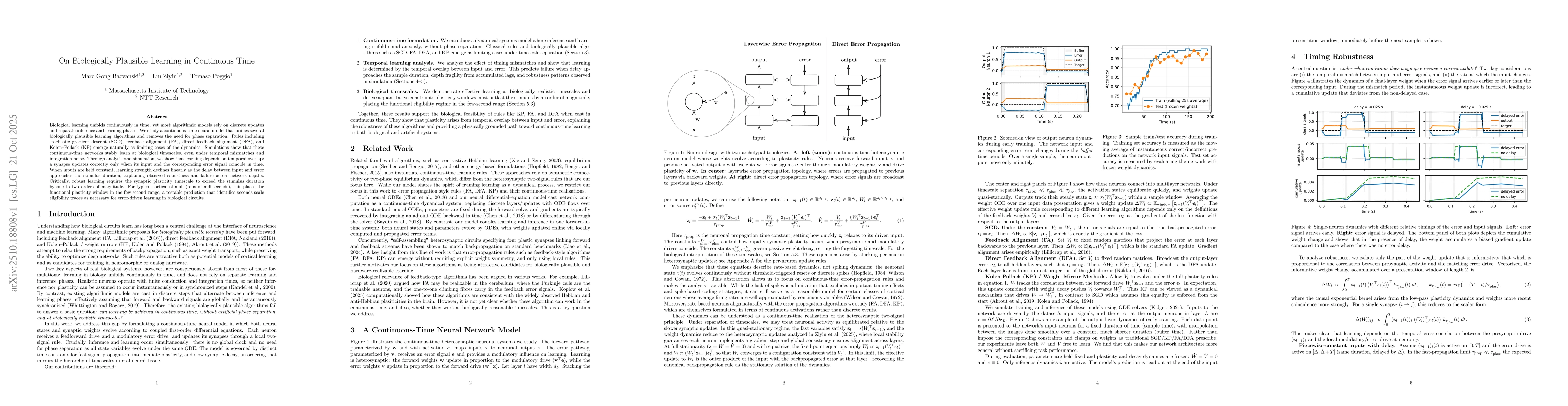Thumbnail for On Biologically Plausible Learning in Continuous Time