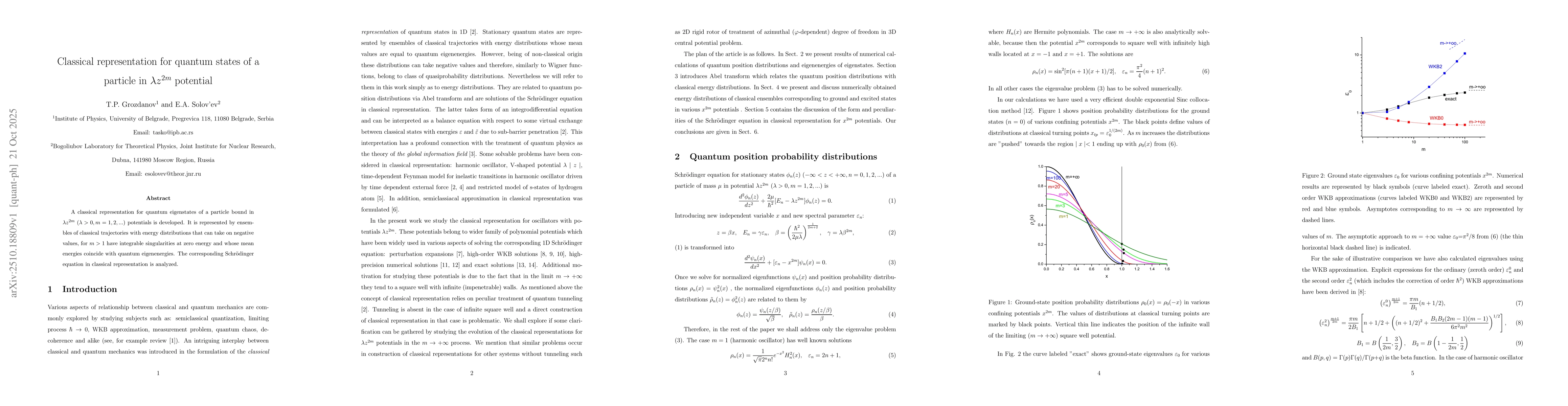 Thumbnail for Classical Representation for Quantum States of a Particle in $λ
  z^{2m}$ potential