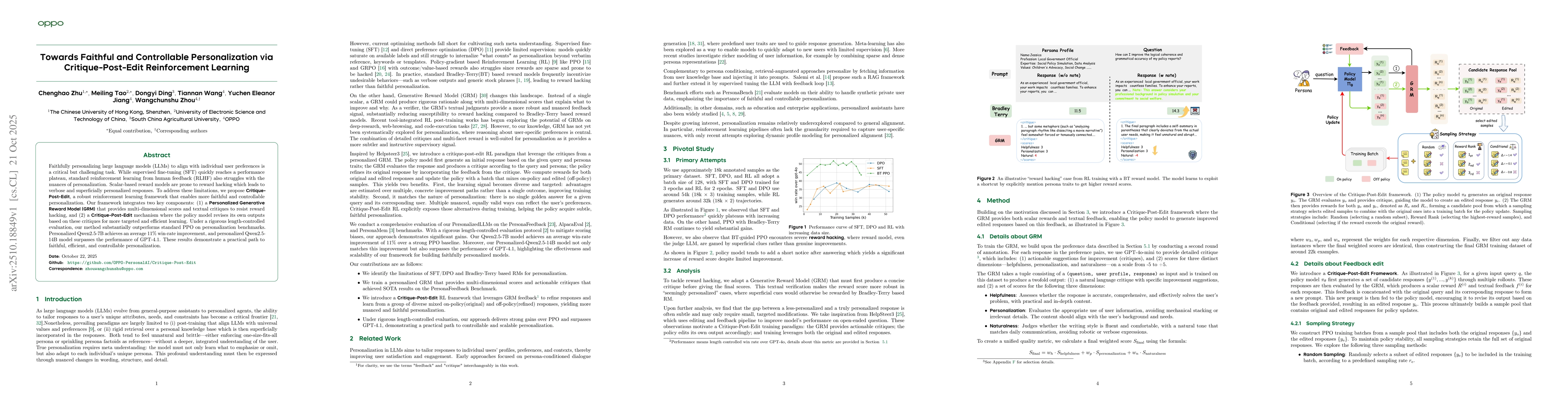 Thumbnail for Towards Faithful and Controllable Personalization via Critique-Post-Edit
  Reinforcement Learning