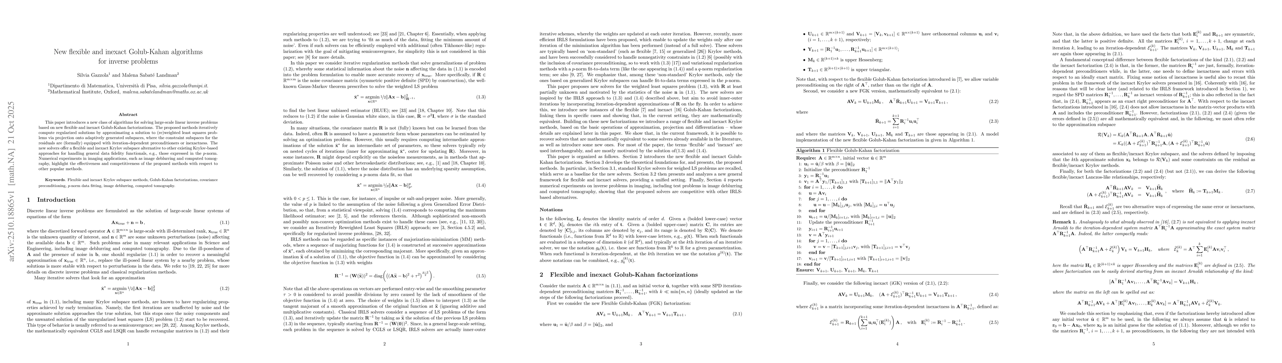 Thumbnail for New flexible and inexact Golub-Kahan algorithms for inverse problems