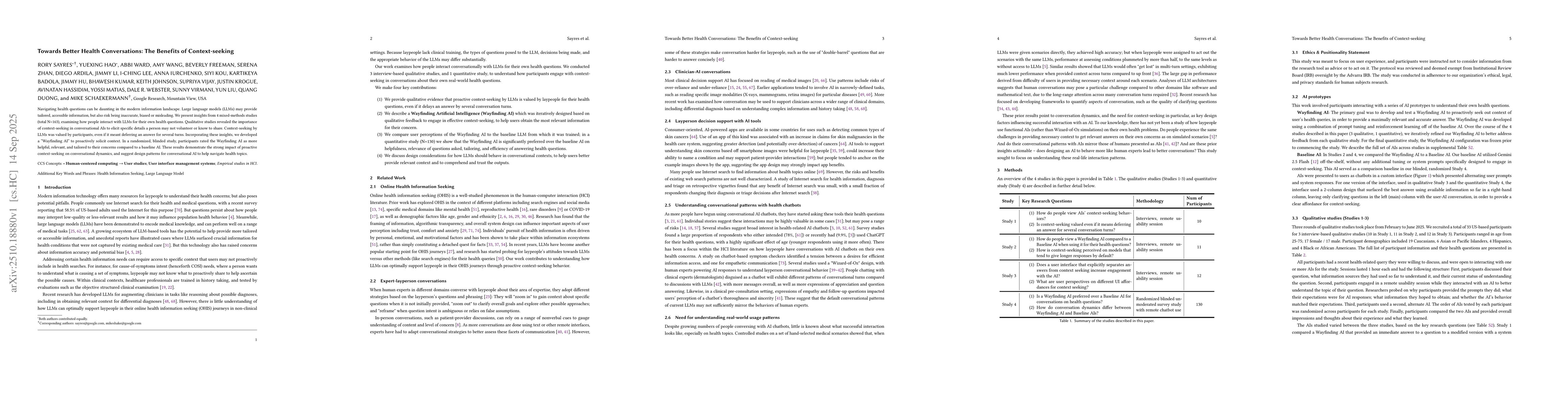 Thumbnail for Towards Better Health Conversations: The Benefits of Context-seeking