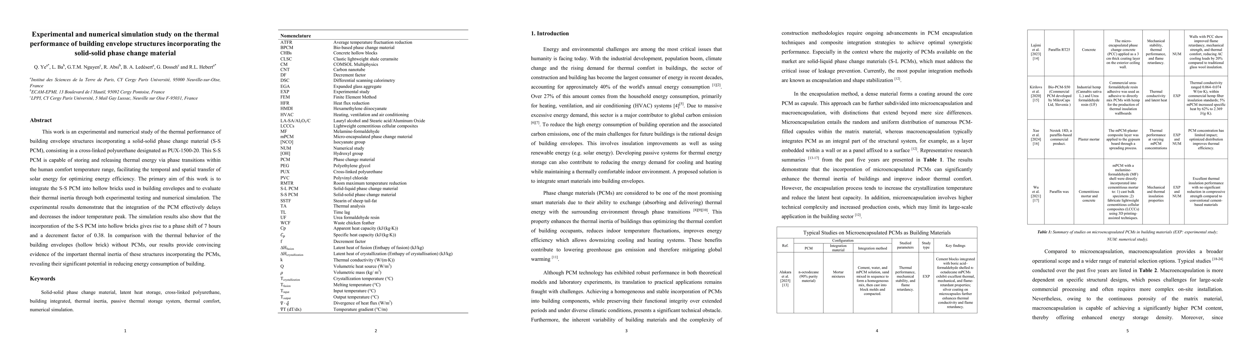 Thumbnail for Experimental and numerical simulation study on the thermal performance
  of building envelope structures incorporating the solid-solid phase change
  material
