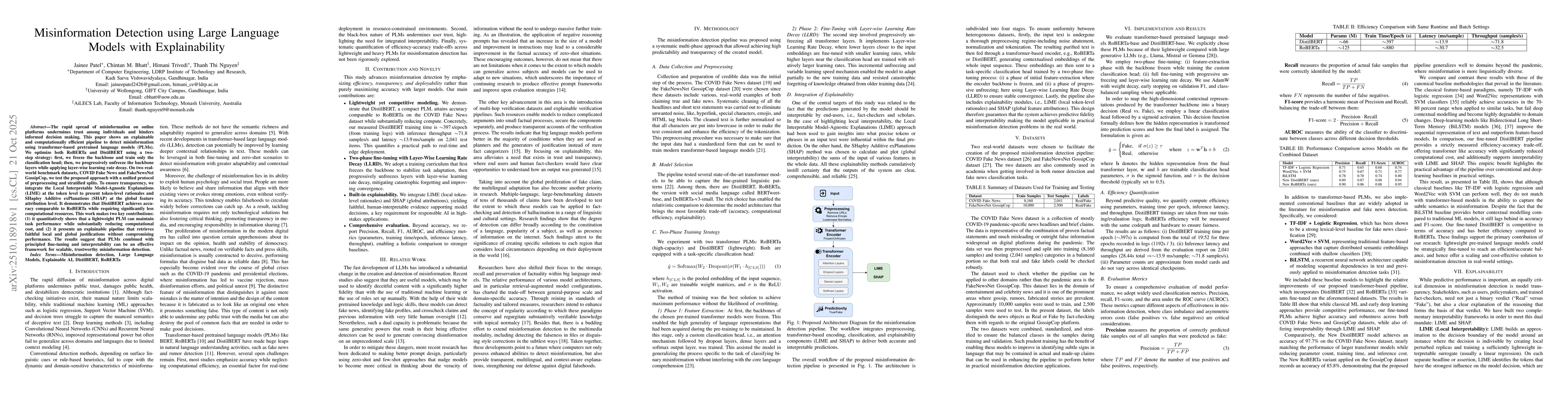 Thumbnail for Misinformation Detection using Large Language Models with Explainability