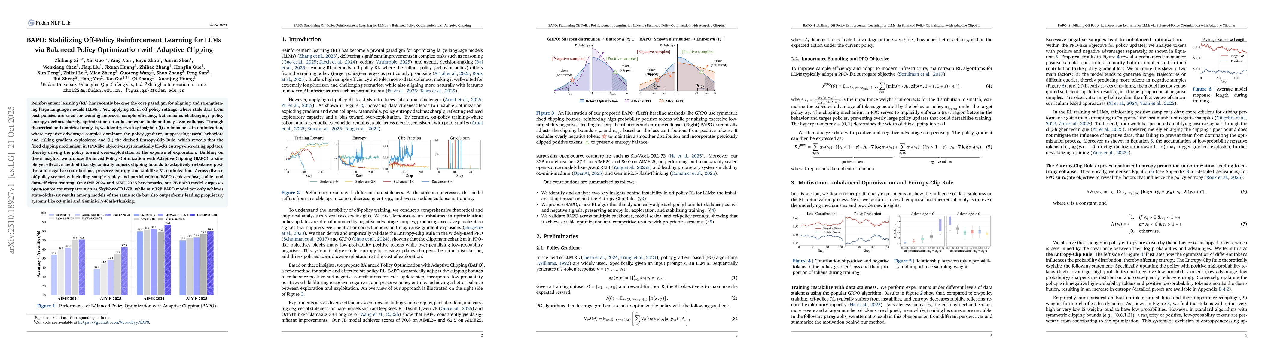 Thumbnail for BAPO: Stabilizing Off-Policy Reinforcement Learning for LLMs via
  Balanced Policy Optimization with Adaptive Clipping