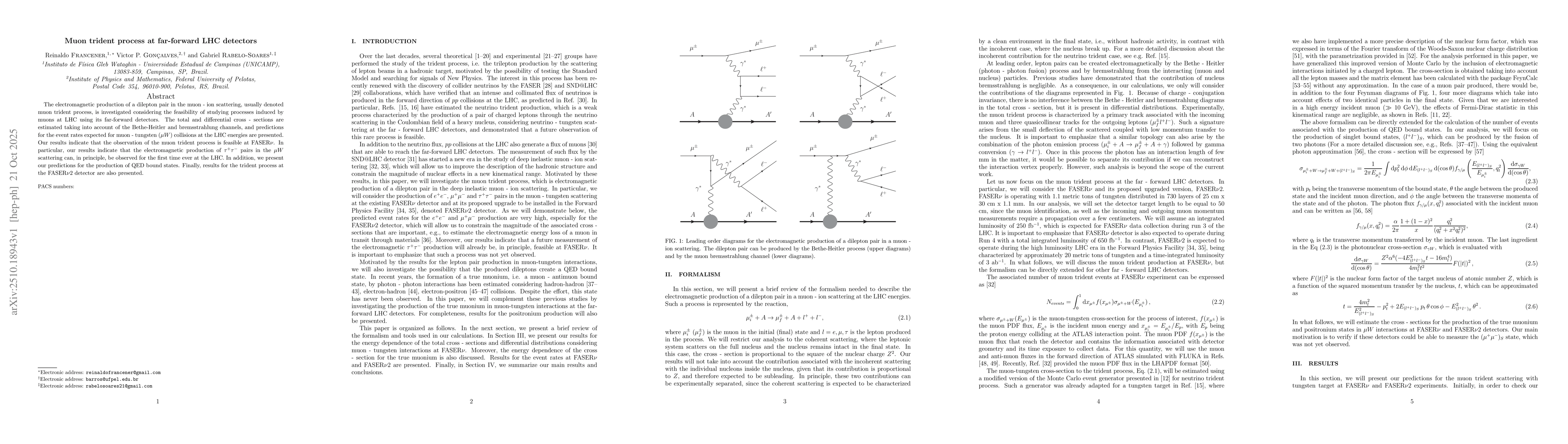 Thumbnail for Muon trident process at far-forward LHC detectors