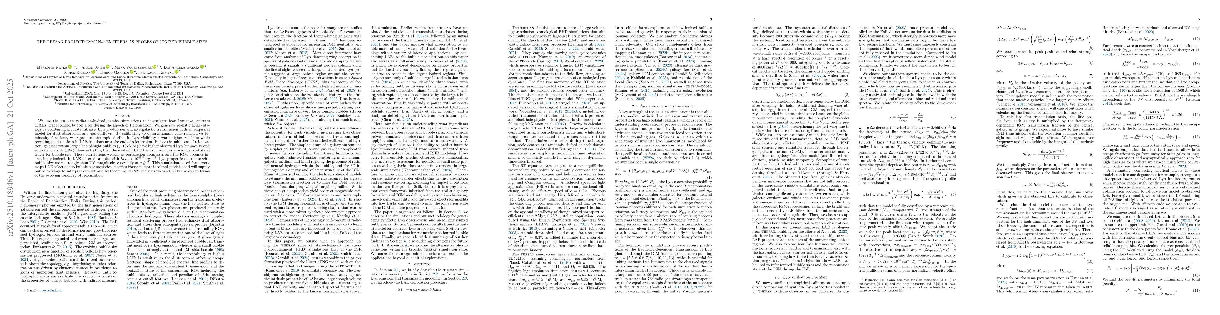 Thumbnail for The THESAN project: Lyman-alpha emitters as probes of ionized bubble
  sizes