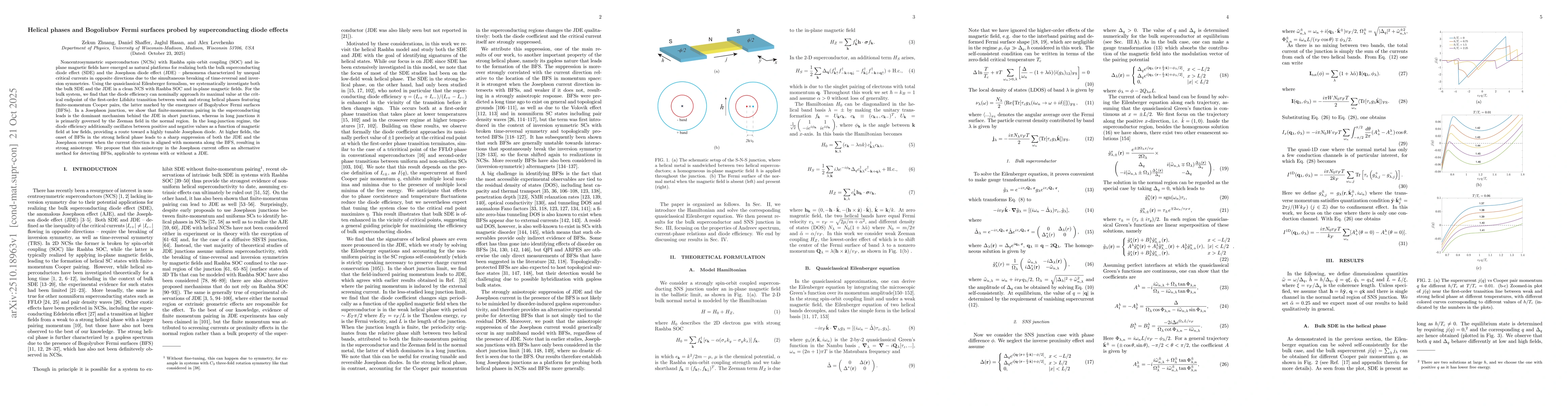 Thumbnail for Helical phases and Bogoliubov Fermi surfaces probed by superconducting
  diode effects