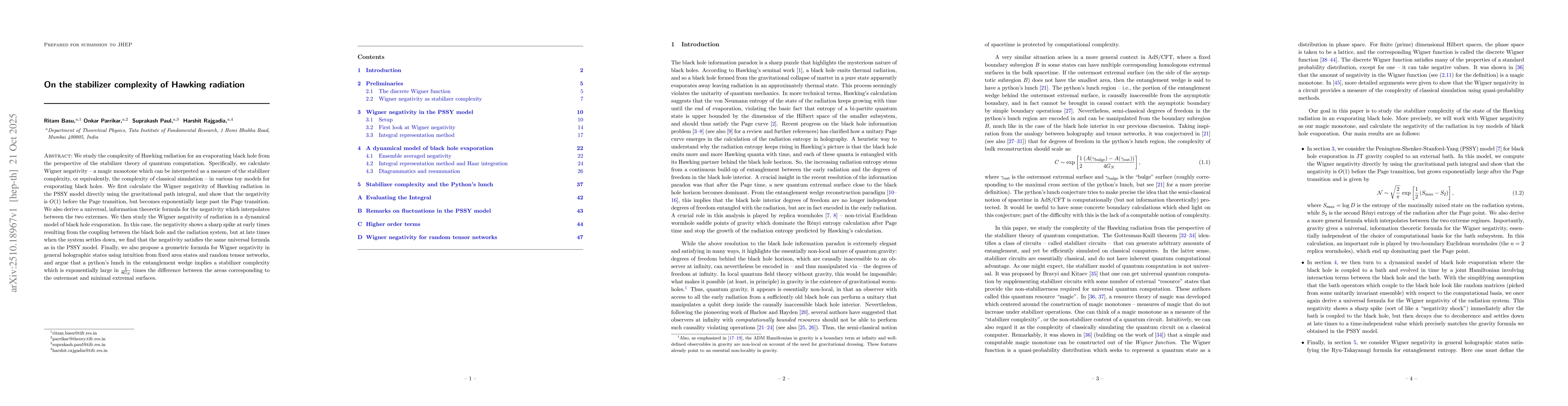 Thumbnail for On the stabilizer complexity of Hawking radiation