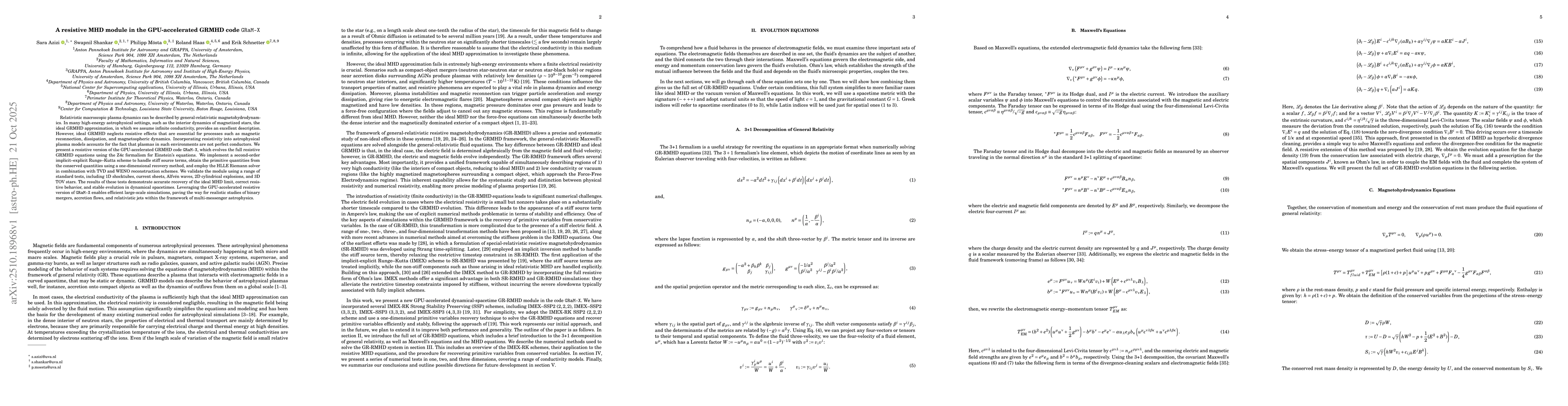 Thumbnail for A resistive MHD module in the GPU-accelerated GRMHD code GRaM-X