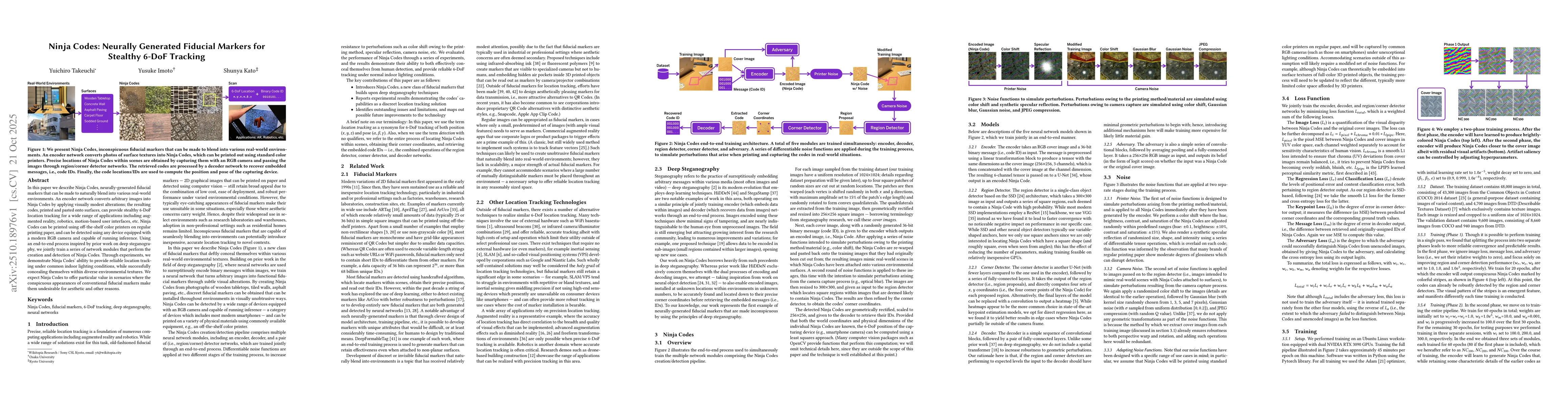 Thumbnail for Ninja Codes: Neurally Generated Fiducial Markers for Stealthy 6-DoF
  Tracking