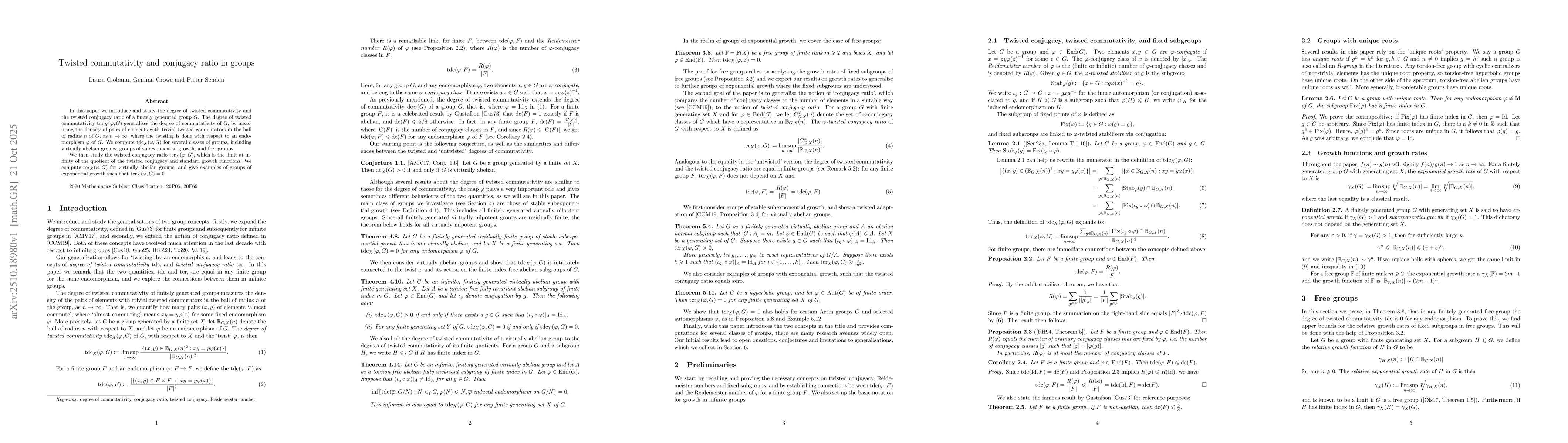 Thumbnail for Twisted commutativity and conjugacy ratio in groups