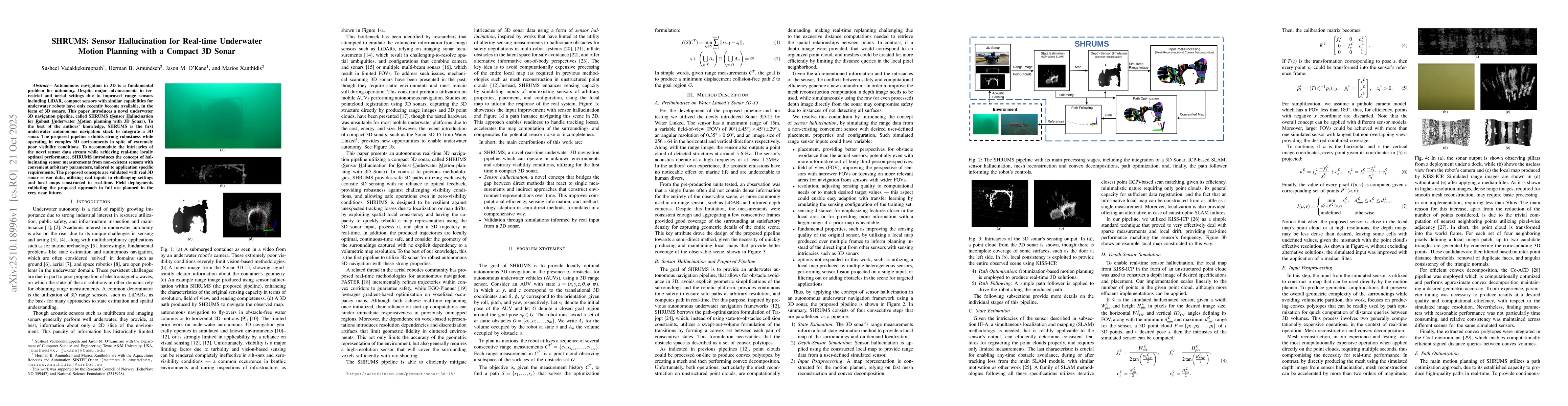 Thumbnail for SHRUMS: Sensor Hallucination for Real-time Underwater Motion Planning
  with a Compact 3D Sonar