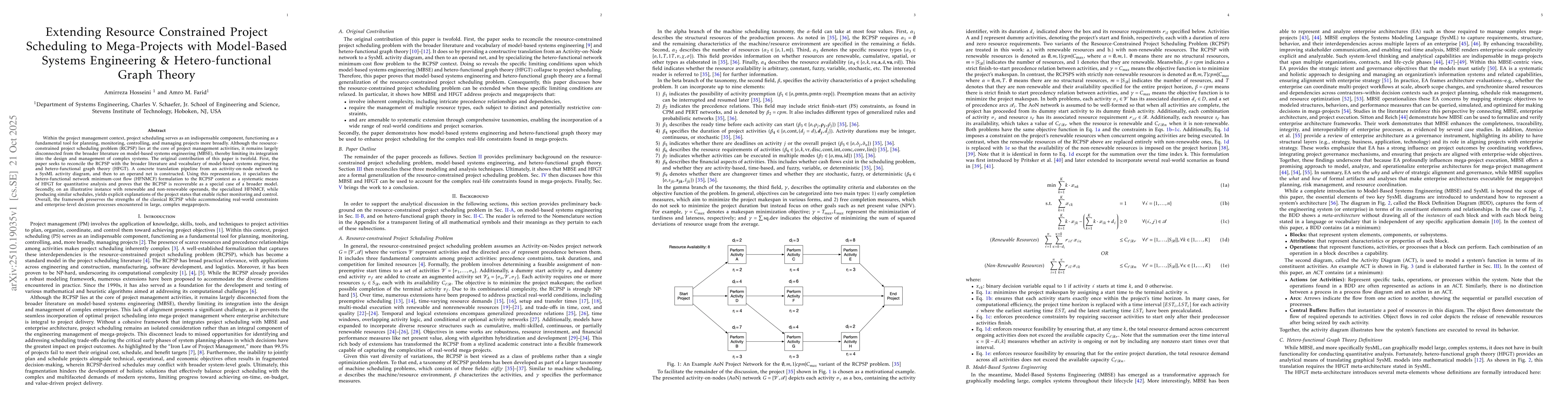 Thumbnail for Extending Resource Constrained Project Scheduling to Mega-Projects with
  Model-Based Systems Engineering & Hetero-functional Graph Theory