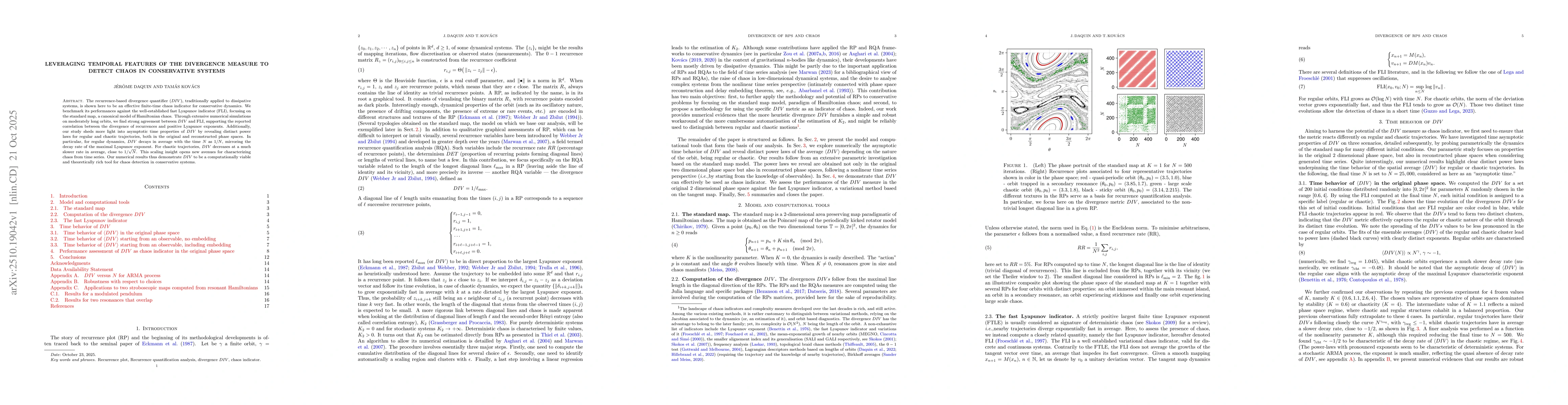 Thumbnail for Leveraging temporal features of the divergence measure to detect chaos
  in conservative systems
