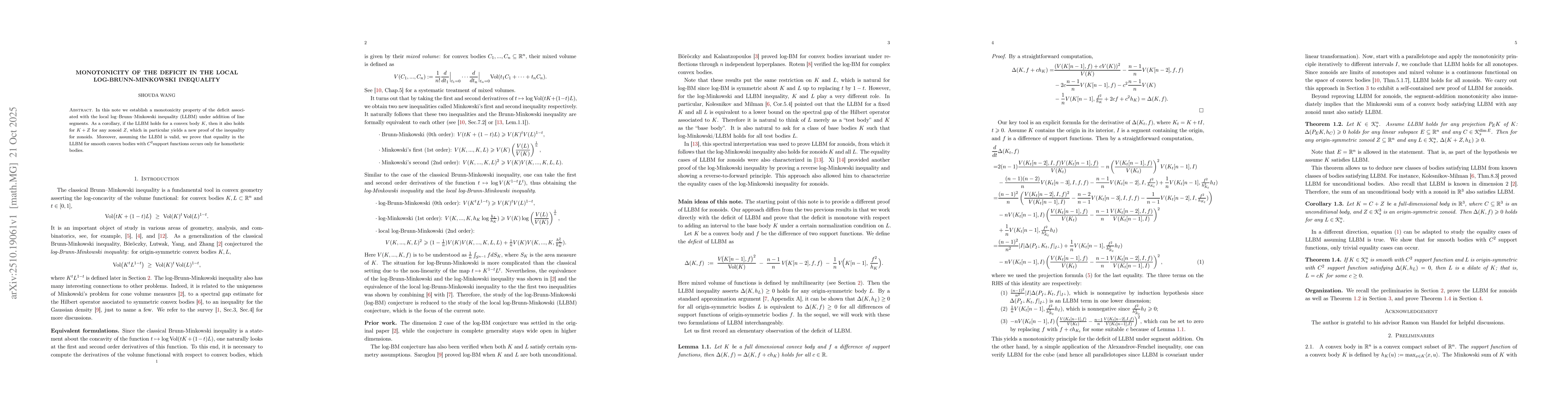 Thumbnail for Monotonicity of the deficit in the local log-Brunn-Minkowski inequality