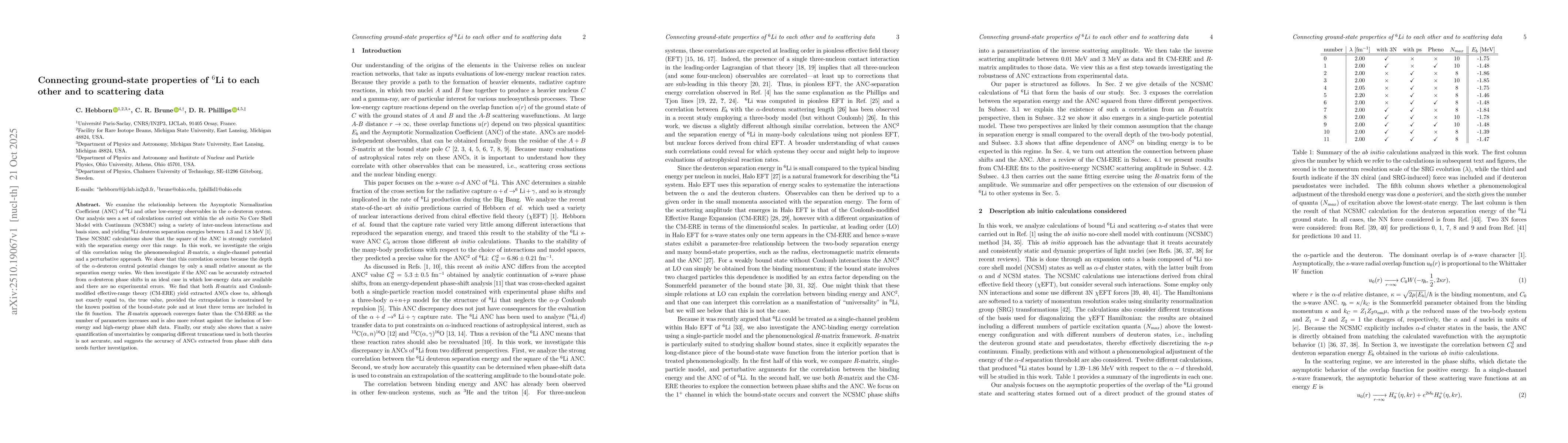 Thumbnail for Connecting ground-state properties of ${}^6$Li to each other and to
  scattering data