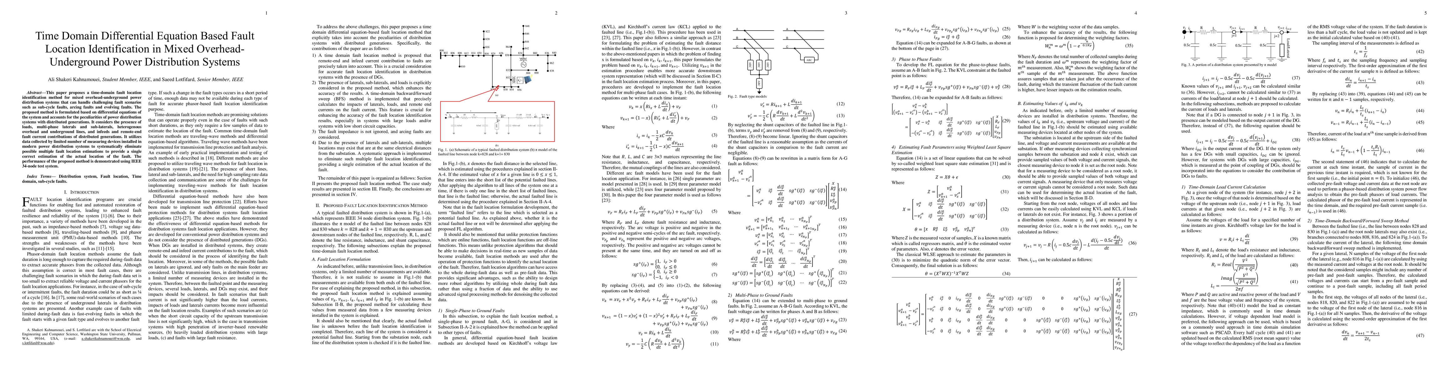 Thumbnail for Time Domain Differential Equation Based Fault Location Identification in
  Mixed Overhead-Underground Power Distribution Systems