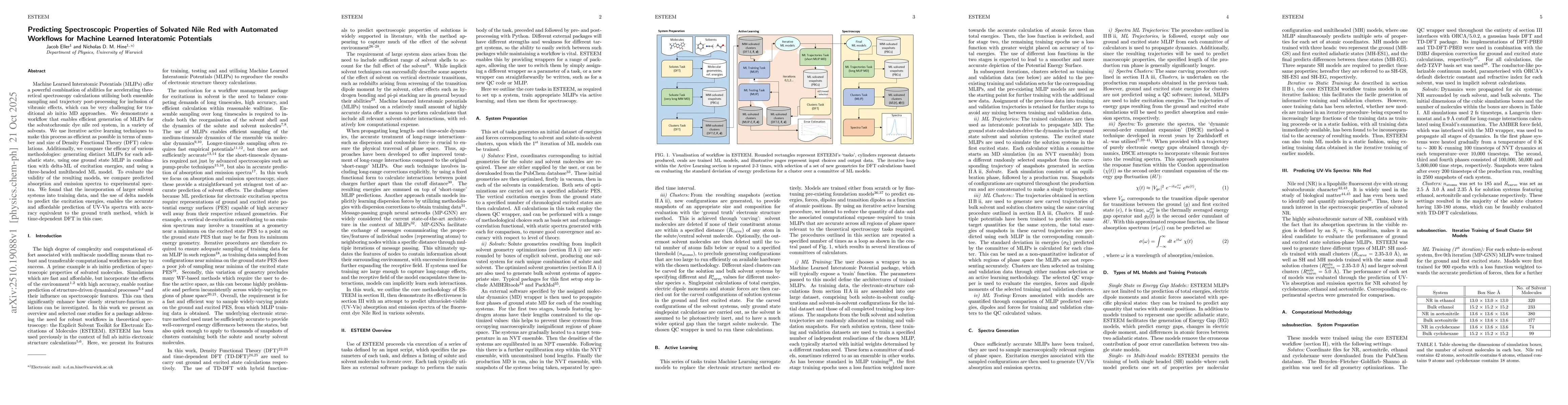 Thumbnail for Predicting Spectroscopic Properties of Solvated Nile Red with Automated
  Workflows for Machine Learned Interatomic Potentials
