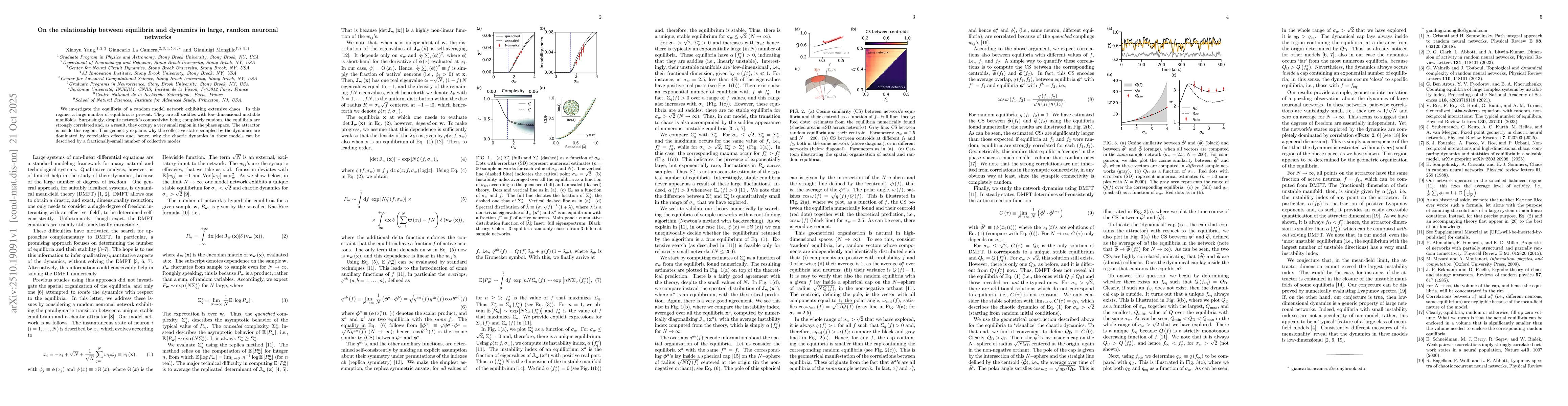 Thumbnail for On the relationship between equilibria and dynamics in large, random
  neuronal networks