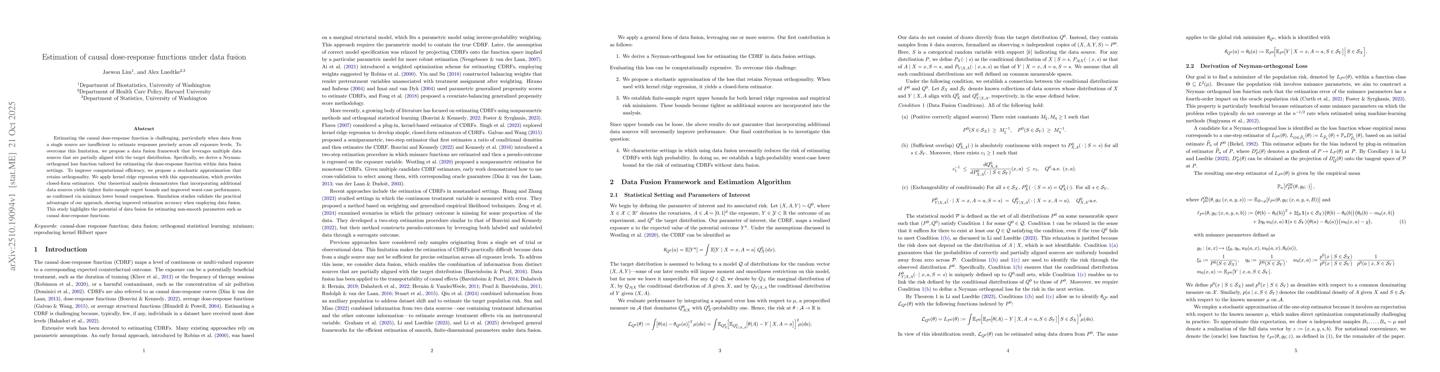 Thumbnail for Estimation of causal dose-response functions under data fusion