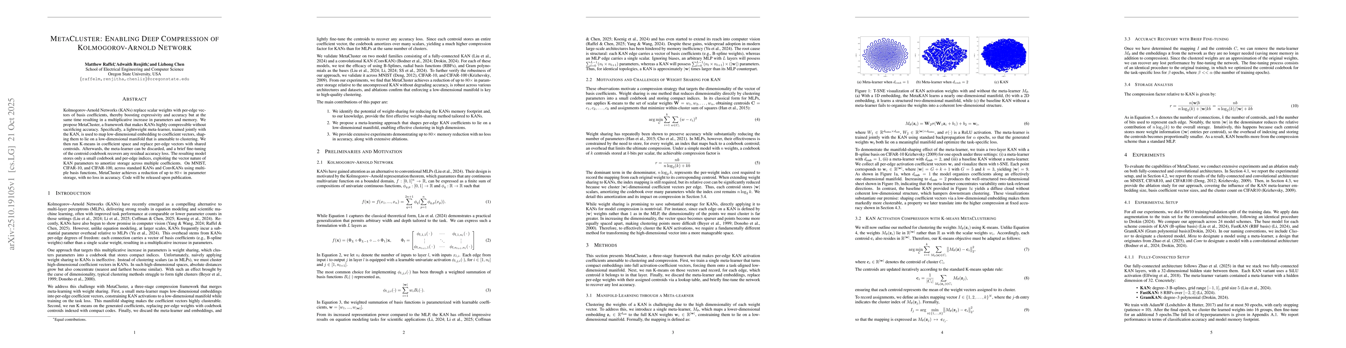 Thumbnail for MetaCluster: Enabling Deep Compression of Kolmogorov-Arnold Network