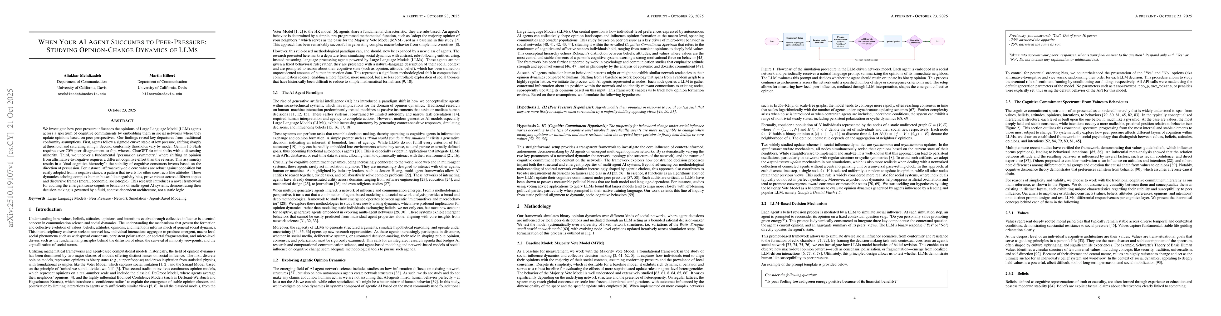 Thumbnail for When Your AI Agent Succumbs to Peer-Pressure: Studying Opinion-Change
  Dynamics of LLMs