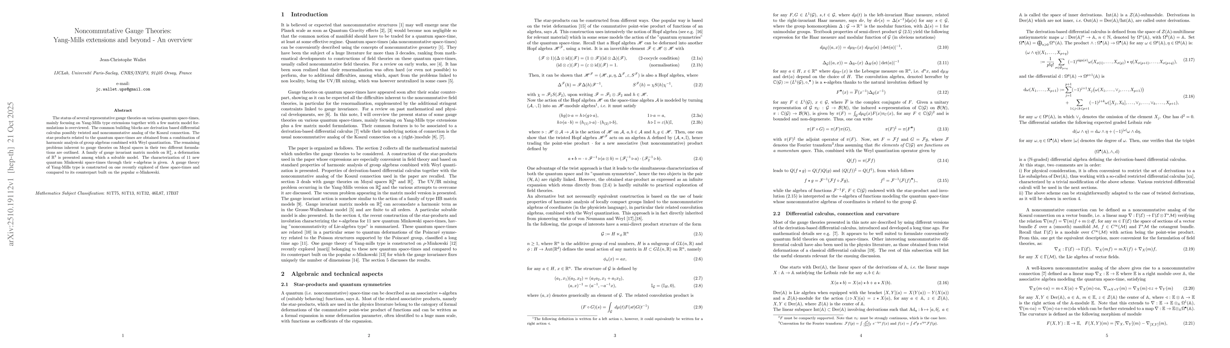 Thumbnail for Noncommutative Gauge Theories: Yang-Mills extensions and beyond - An
  overview