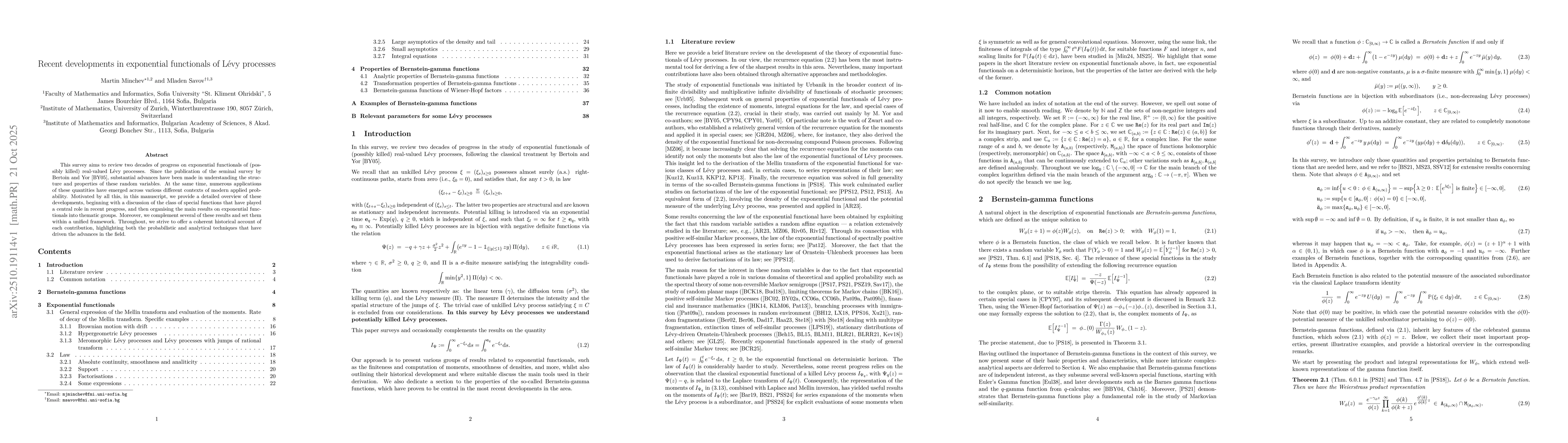 Thumbnail for Recent developments in exponential functionals of Lévy processes