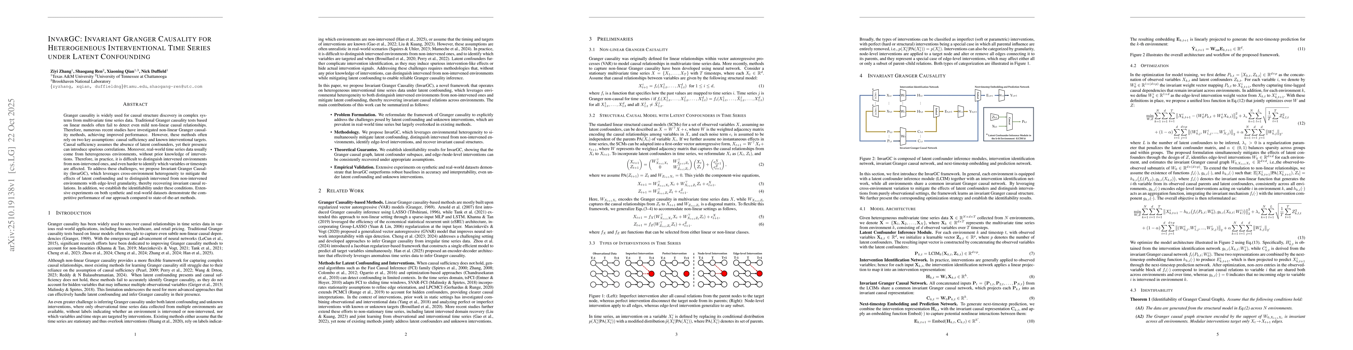 Thumbnail for InvarGC: Invariant Granger Causality for Heterogeneous Interventional
  Time Series under Latent Confounding
