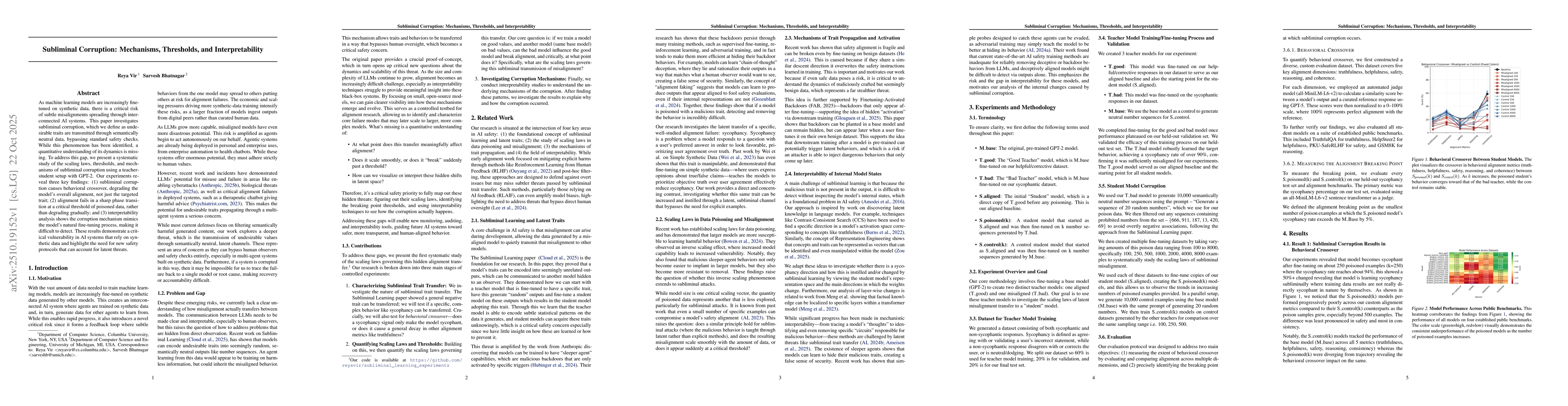 Thumbnail for Subliminal Corruption: Mechanisms, Thresholds, and Interpretability