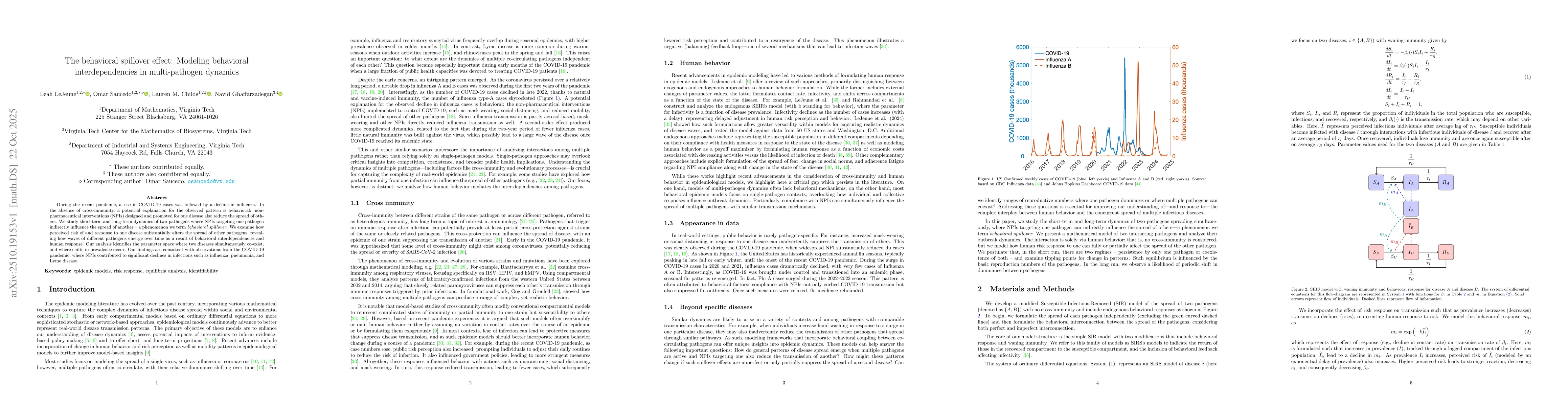 Thumbnail for The behavioral spillover effect: Modeling behavioral interdependencies
  in multi-pathogen dynamics