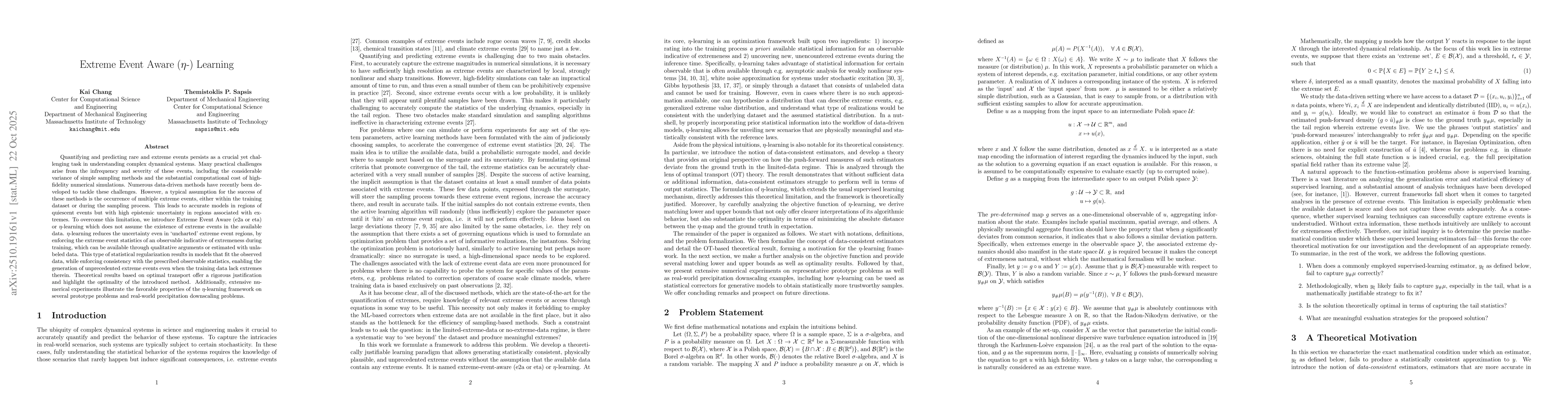 Thumbnail for Extreme Event Aware ($η$-) Learning