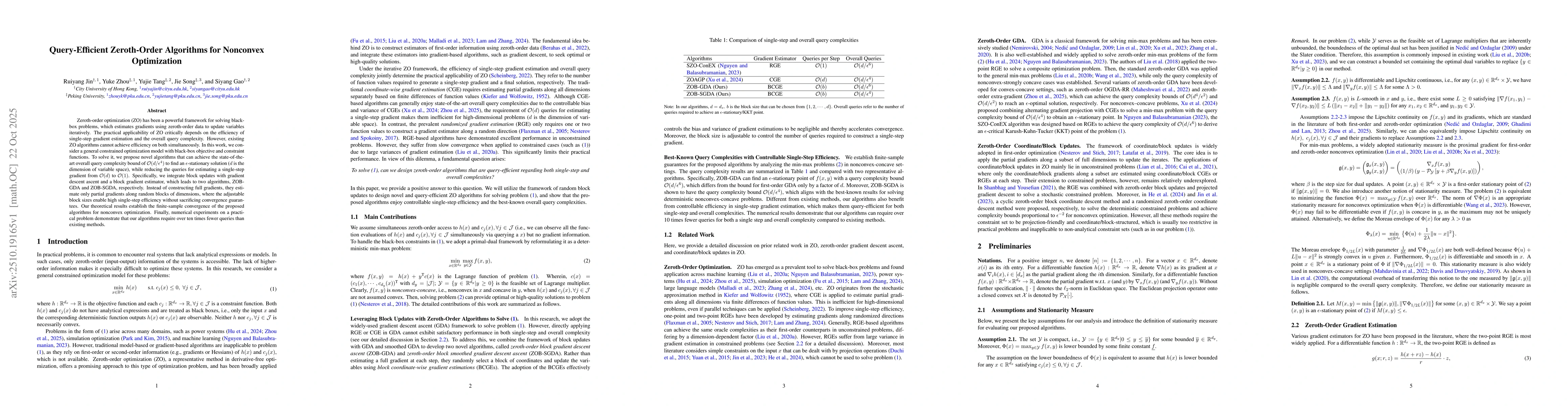 Thumbnail for Query-Efficient Zeroth-Order Algorithms for Nonconvex Optimization