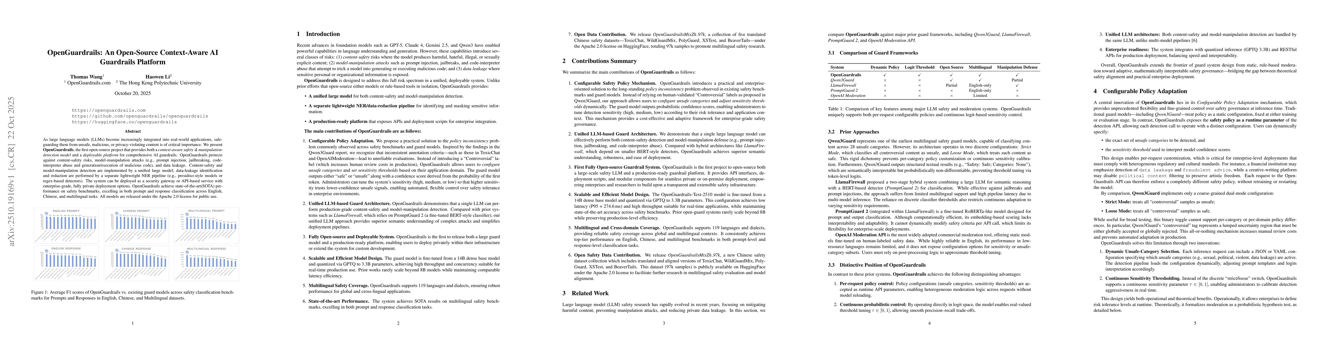 Thumbnail for OpenGuardrails: An Open-Source Context-Aware AI Guardrails Platform