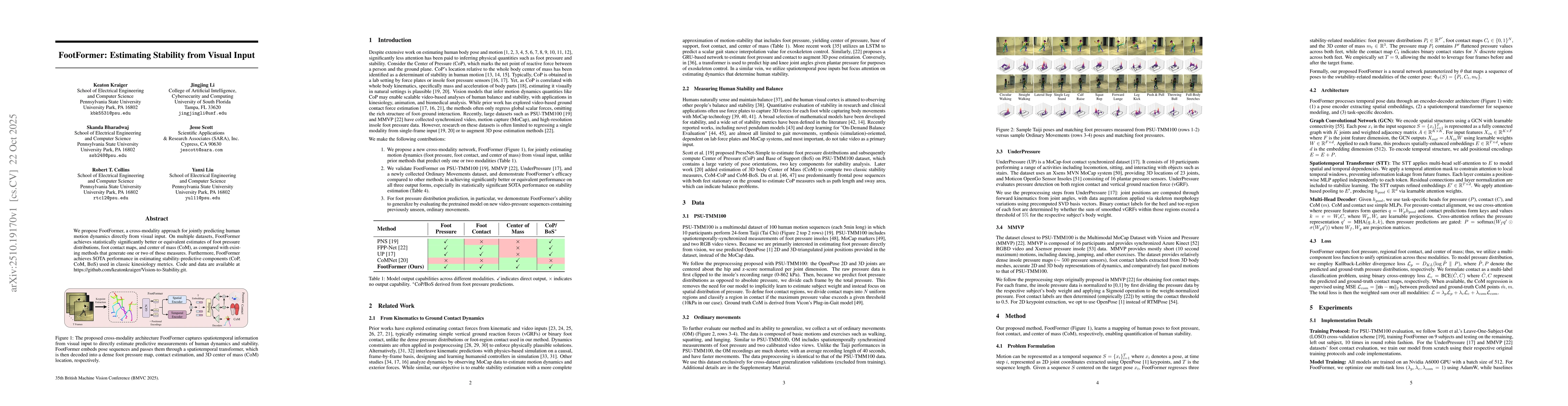 Thumbnail for FootFormer: Estimating Stability from Visual Input