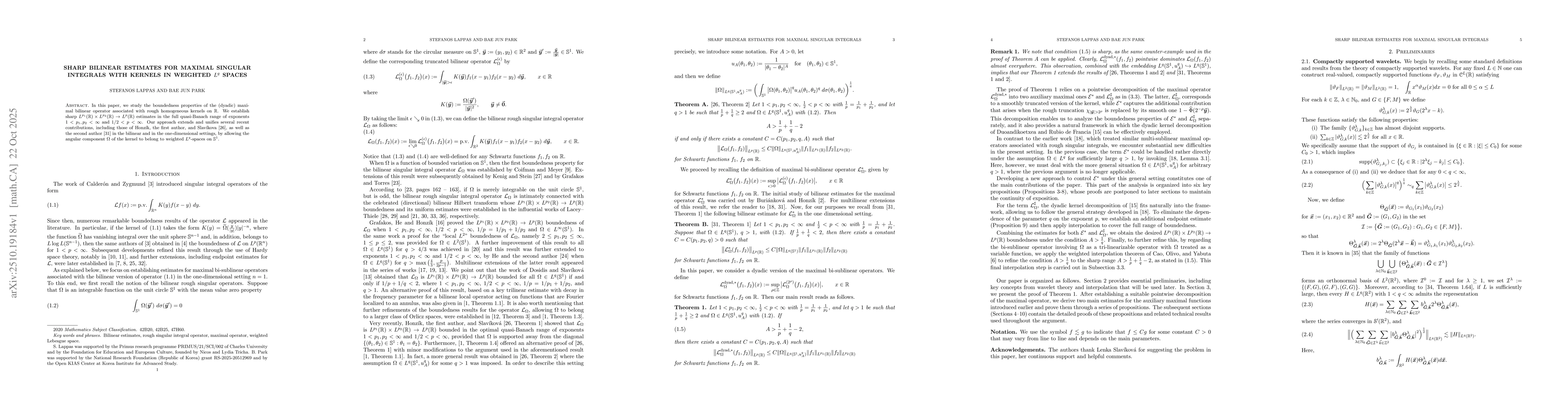 Thumbnail for Sharp bilinear estimates for maximal singular integrals with kernels in
  weighted $L^q$ spaces