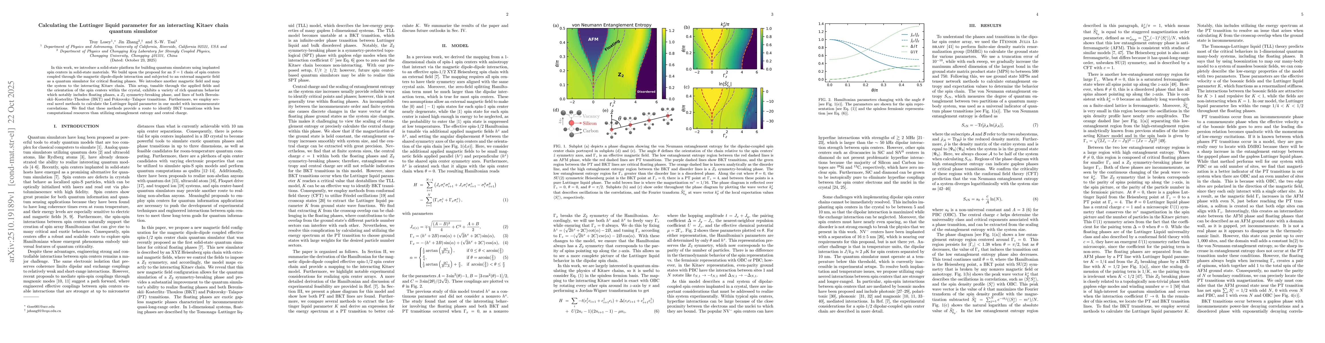Thumbnail for Calculating the Luttinger liquid parameter for an interacting Kitaev
  chain quantum simulator